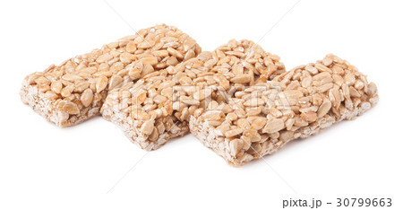 honey bars with peanut on white background 30799663