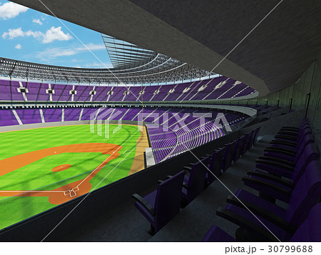Baseball stadium with purple seats and VIP boxes 30799688