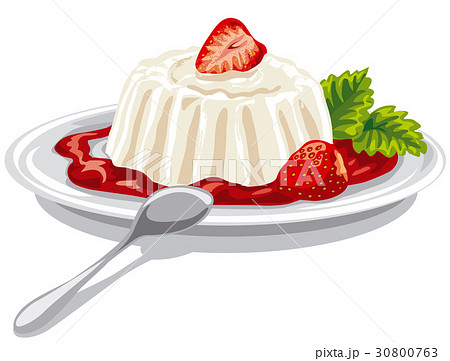 dessert panna cotta with strawberry 30800763