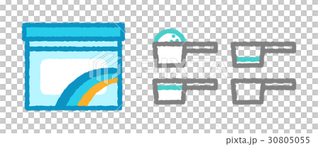 Spoon with laundry detergent with open lid 30805055