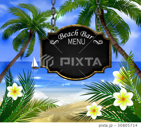 summer wooden sign on tropical beach background summer wooden sign on tropical beach background 30805714