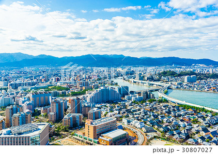 福岡県 地方都市風景の写真素材