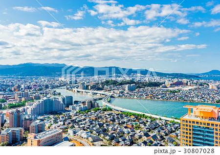 福岡県 地方都市風景の写真素材