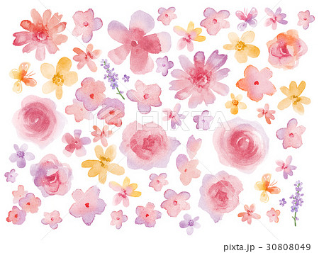 水彩花シームレスのイラスト素材 水彩花シームレスのイラスト素材
