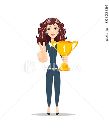 happy young woman with The winners cup 30808864