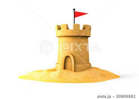Sandcastle on the seaside. 3d illustration 30808882