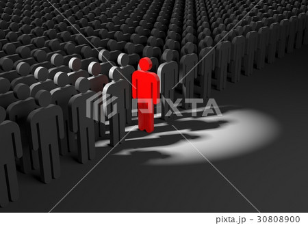 Person looks out from the crowd. 3d illustration 30808900