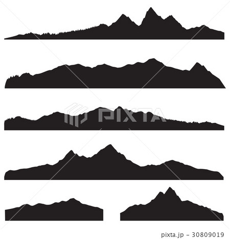 Mountain landscape silhouette set High hill border Mountain landscape silhouette set High hill border 30809019