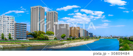 日本 都市風景 河川 30809484