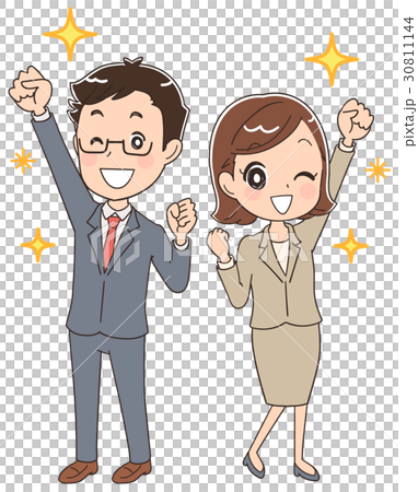 穿著西裝的男女插圖（全身） 30811144