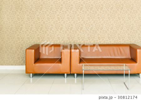modern retro brown leather sofa  with luxury 30812174