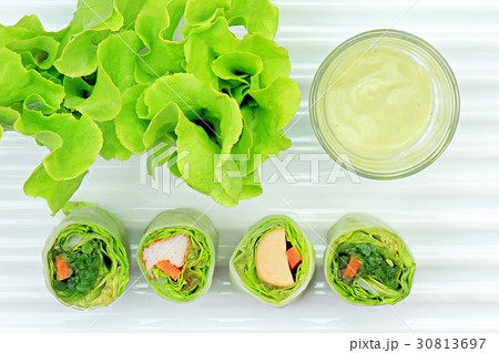Healthy food concept,Fresh vegetables spring rolls Healthy food concept,Fresh vegetables spring rolls 30813697