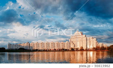Panoramic View of White Building In Old Part Minsk Panoramic View of White Building In Old Part Minsk 30813902