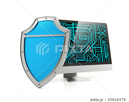 Shield and computer screen, computer security Shield and computer screen, computer security 30816476
