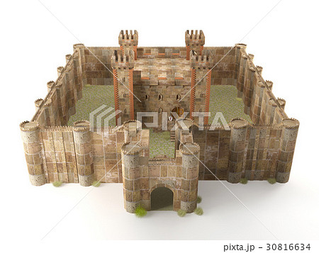 3d render stone brick stronghold isolated 30816634