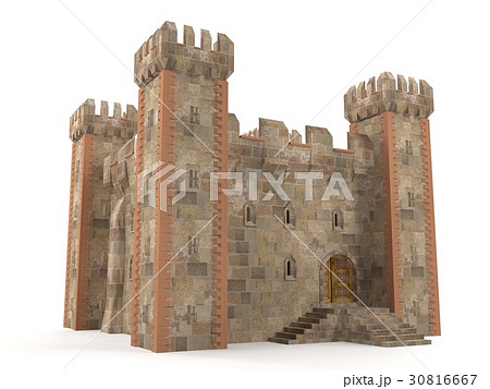 3d render stone brick stronghold isolated  30816667