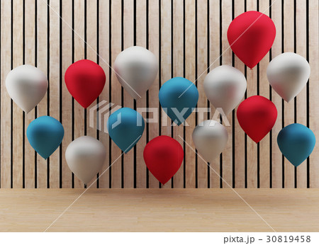 balloons with wooden room in 3D render image 30819458