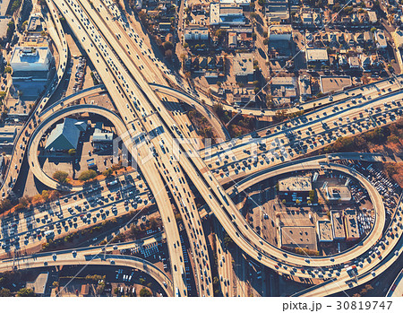 A freeway intersection in Los Angeles 30819747