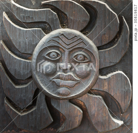 Tiki artwork on wood 30819817