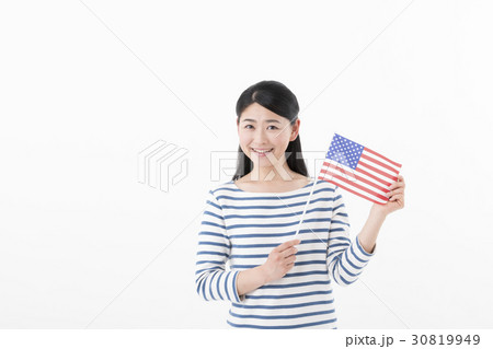 女性 国旗 アメリカ 女性 国旗 アメリカ 30819949
