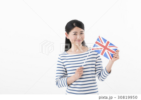 女性　国旗　イギリス 30819950