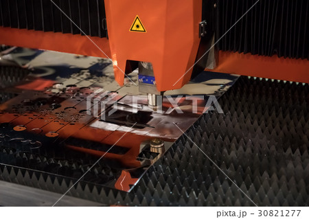 CNC Laser cutting of metal, industrial technology. 30821277