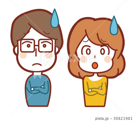悩みを抱える夫婦のイラストのイラスト素材