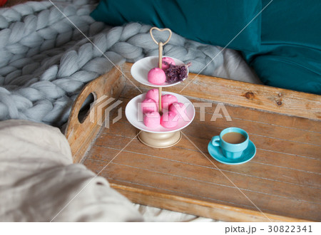 photo of stand with marshmallows and branch 30822341