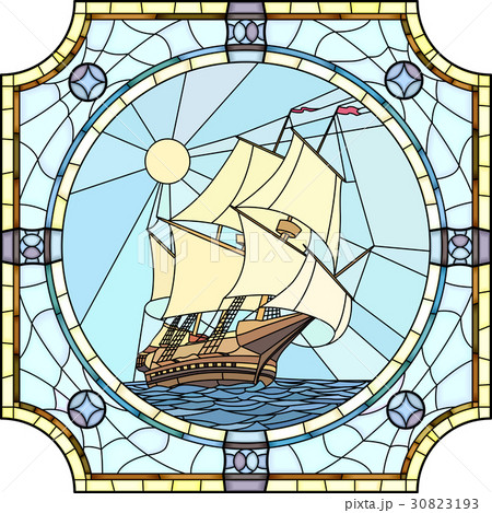 Illustration of sailing ships of the 17th century. 30823193