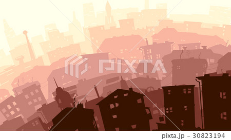 Abstract illustration of big city in sunset. Abstract illustration of big city in sunset. 30823194