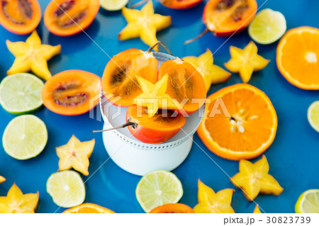 cut exotic fruits and stand 30823739