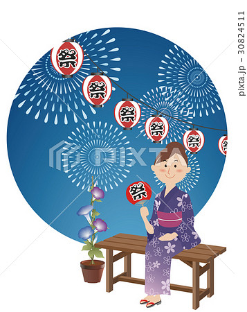 夕涼みのイラスト素材