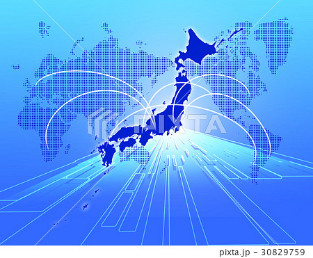 日本ビジネス 世界地図 成長 グローバルのイラスト素材