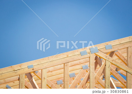 Wood Home Framing Abstract At Construction Site. Wood Home Framing Abstract At Construction Site. 30830861