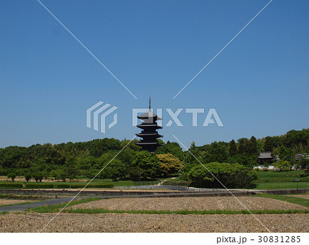 新緑の備中国分寺五重塔（横位置） 30831285