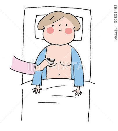 乳がん検診　触診　モノクロ 30831492