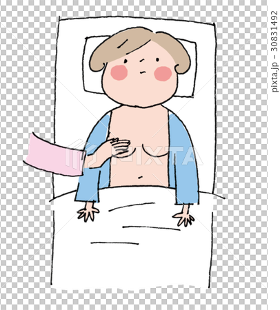 乳がん検診　触診　モノクロ 30831492
