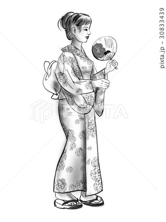 浴衣姿のイラスト素材