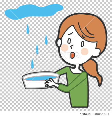 雨漏りに困る女性のイラスト 30833804