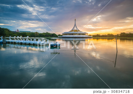 Beautiful sunrise in Rama9 public park in Bangkok Beautiful sunrise in Rama9 public park in Bangkok 30834718