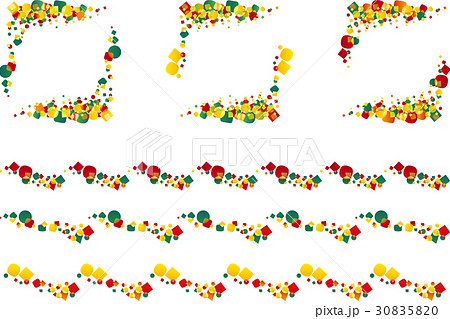 単純図形組合せの飾り枠とライン カラフル のイラスト素材 3050