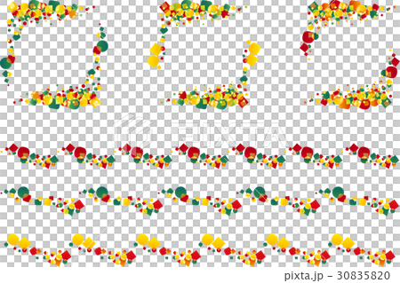 単純図形組合せの飾り枠とライン カラフル のイラスト素材 3050