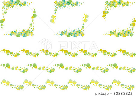 単純図形組合せの飾り枠とライン ライトグリーン のイラスト素材 3052