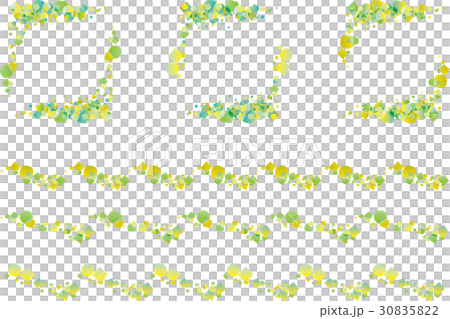 単純図形組合せの飾り枠とライン ライトグリーン のイラスト素材 3052