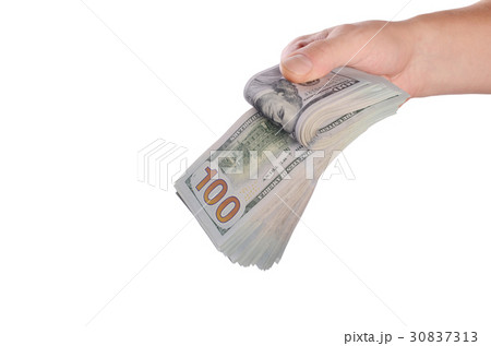 Dollars in man hand isolated on white background 30837313