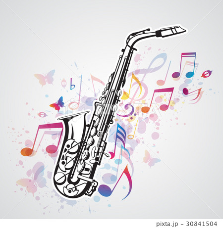 Music notes and saxophone Music notes and saxophone 30841504