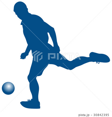 Silhouette of soccer player striking the ball 30842395