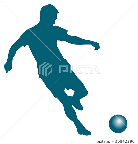 Silhouette of soccer player striking the ball Silhouette of soccer player striking the ball 30842396