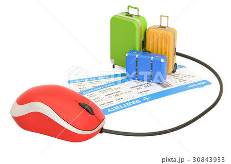 Online booking concept with suitcases and tickets Online booking concept with suitcases and tickets 30843933