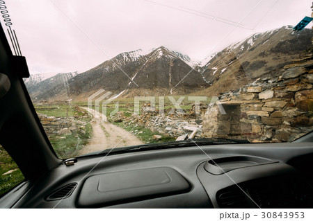 View From Car Window On Old Abandoned Village With 30843953